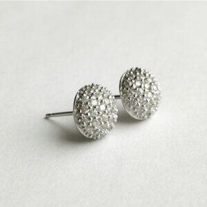 🆕 sterling silver pave cz dome stud earrings